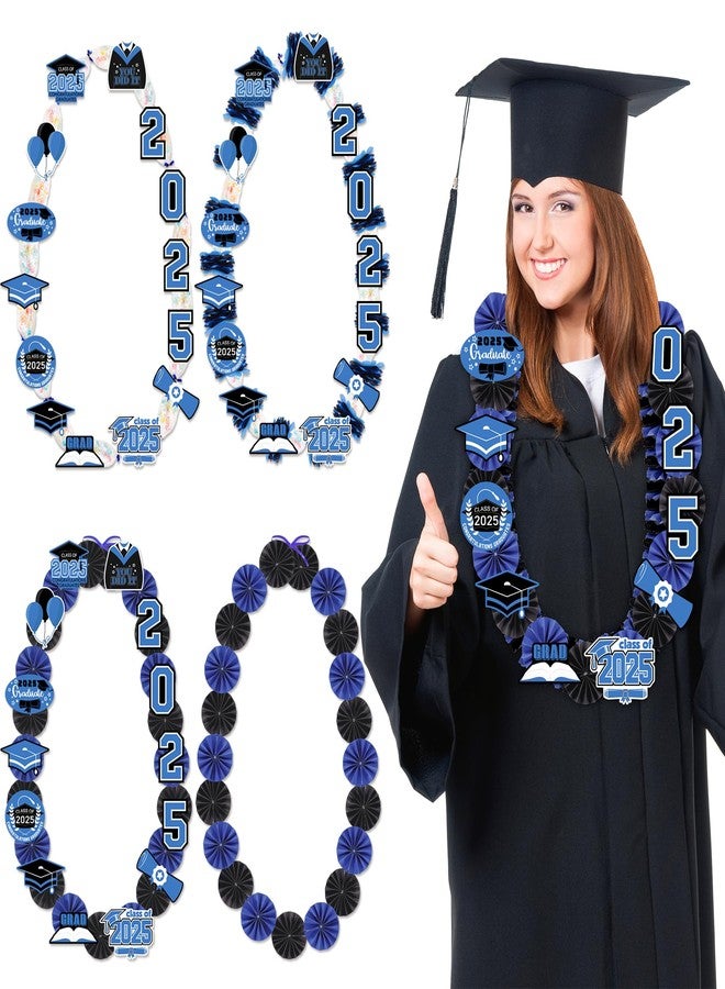 80UncleKimby Blue and Black Graduation Decorations 2025 DIY Flowers Leis Making Kit - Hawaiian Congrats Grad Necklaces Party Supplies(Assembly Needed) - Image 1